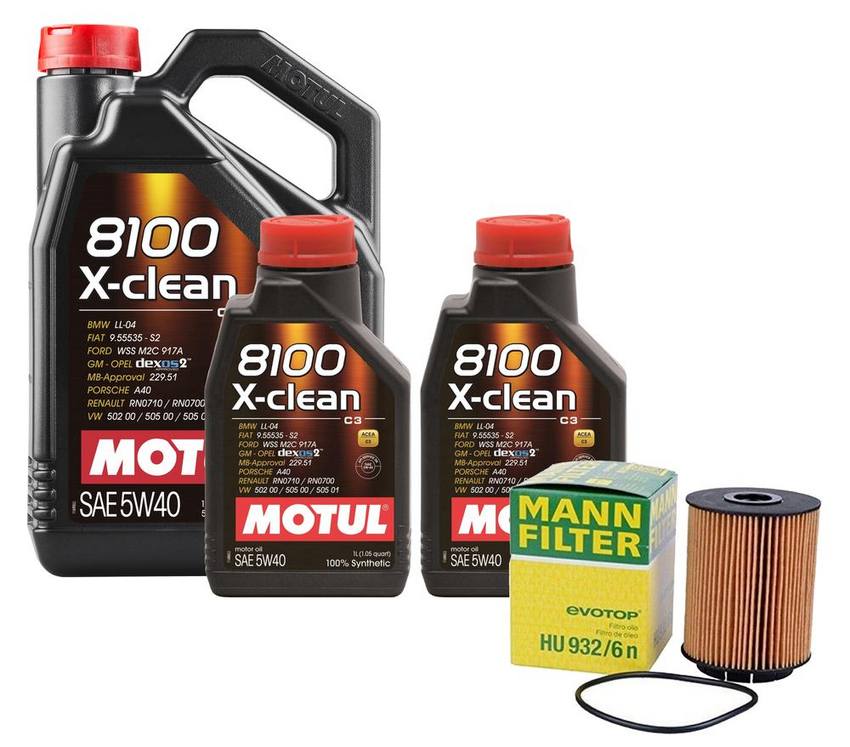 VW Engine Oil Change Kit - Motul 021115562A (5W-40) (X-CLEAN 8100)